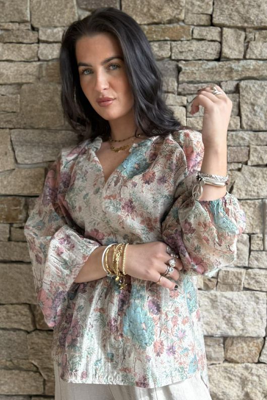 Country Garden Chintz Blouse Blush